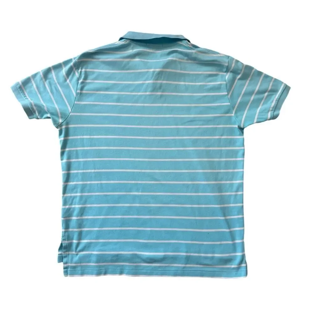 POLO by Ralph Lauren collared shirt, size XL, Teal & White striped; Cotton